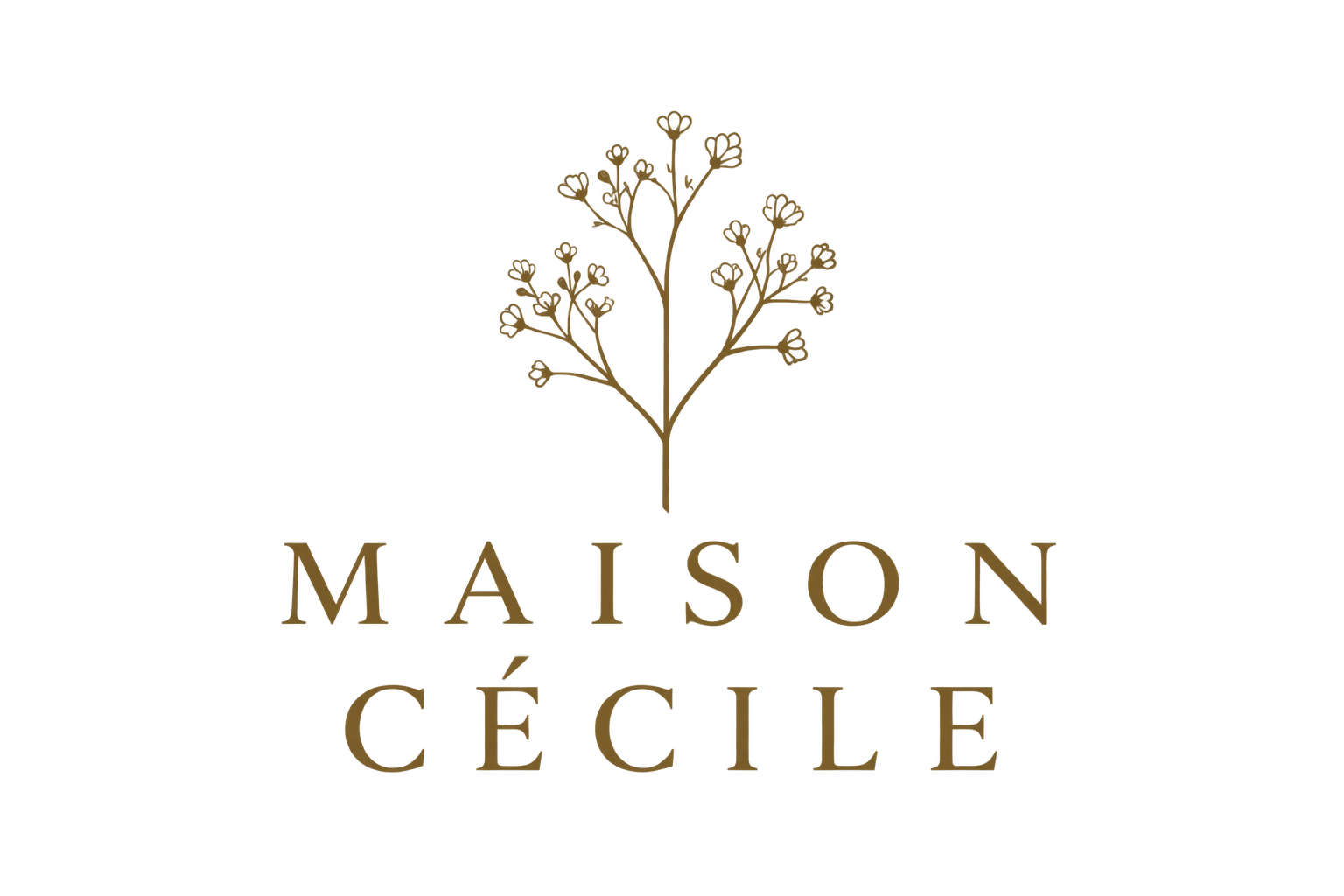 Logo dell'azienda con un fiore stilizzato e il nome Maison Cecile